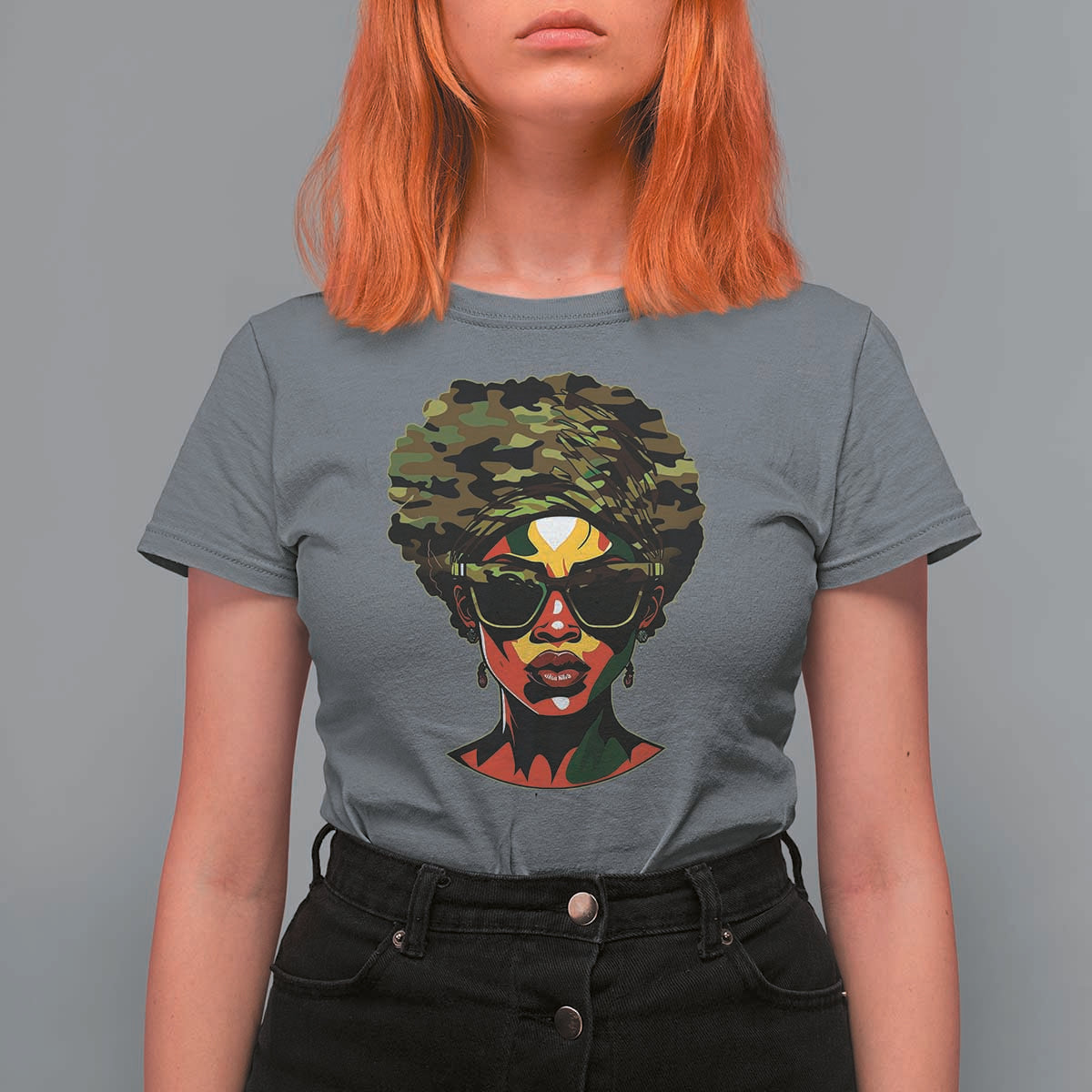 Camo African American Women Juneteenth Celebrating Black Freedom Day T Shirt For Women