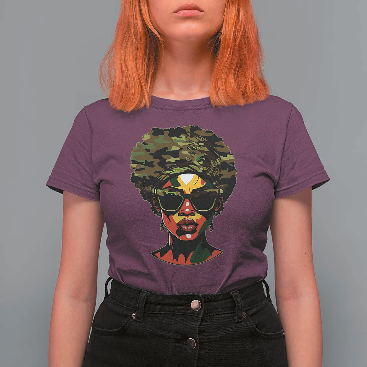 Camo African American Women Juneteenth Celebrating Black Freedom Day T Shirt For Women