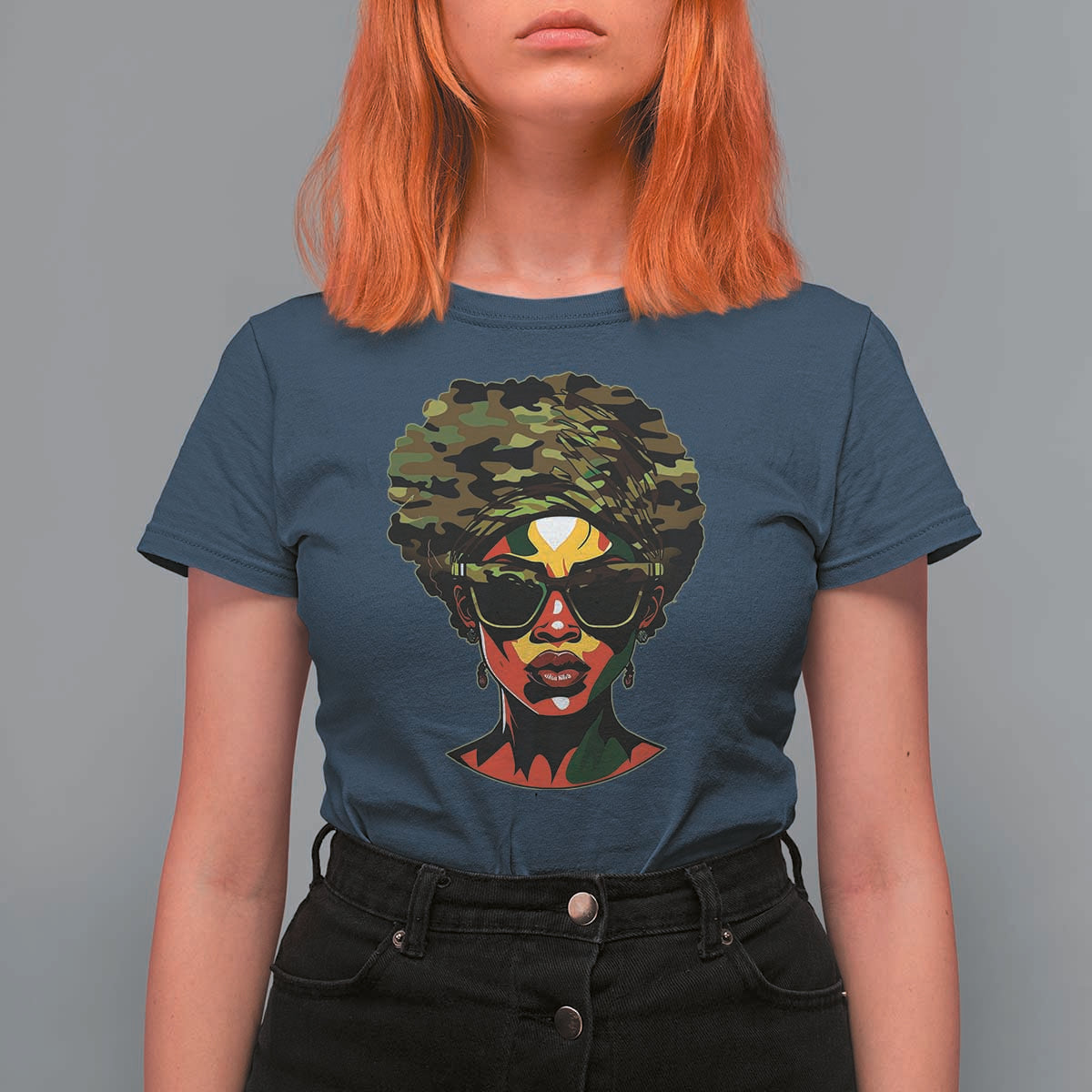 Camo African American Women Juneteenth Celebrating Black Freedom Day T Shirt For Women