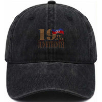 19th June Juneteenth Freedom Day Washed Cotton Baseball Cap Juneteenth Flag