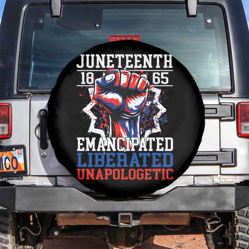 Juneteenth 1865 Emancipated Liberated Unapologetic Spare Tire Cover Hand Fist Juneteenth Flag