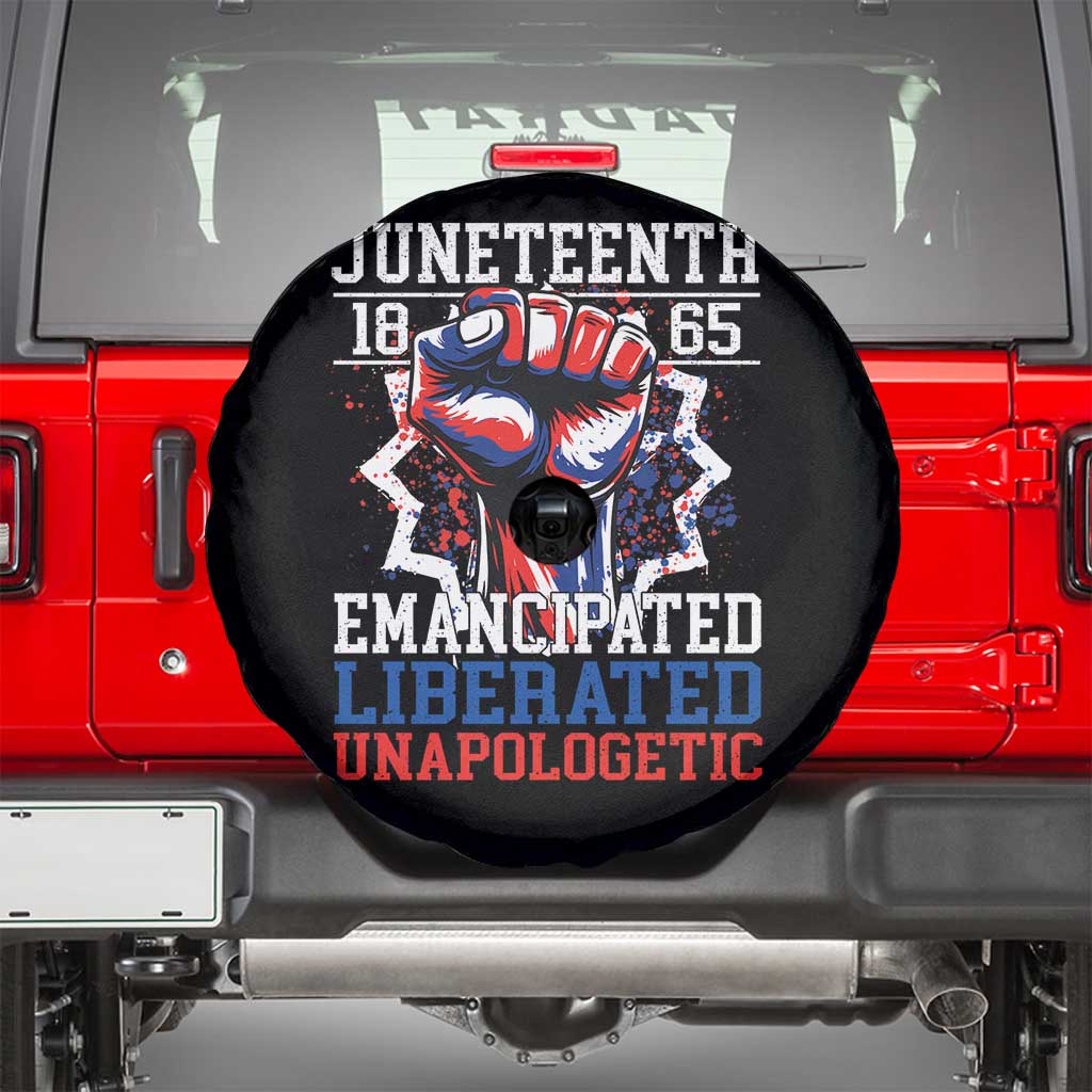 Juneteenth 1865 Emancipated Liberated Unapologetic Spare Tire Cover Hand Fist Juneteenth Flag
