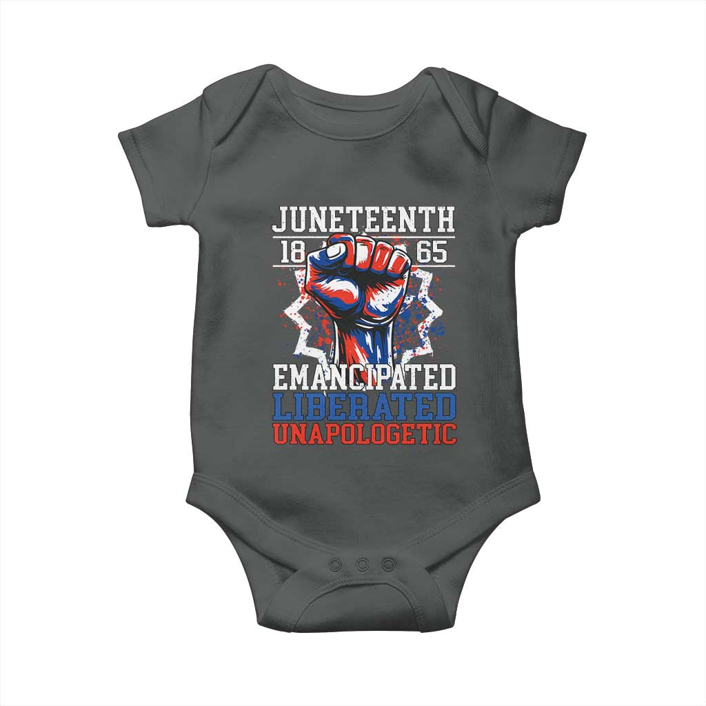Juneteenth 1865 Emancipated Liberated Unapologetic Baby Onesie Hand Fist Juneteenth Flag