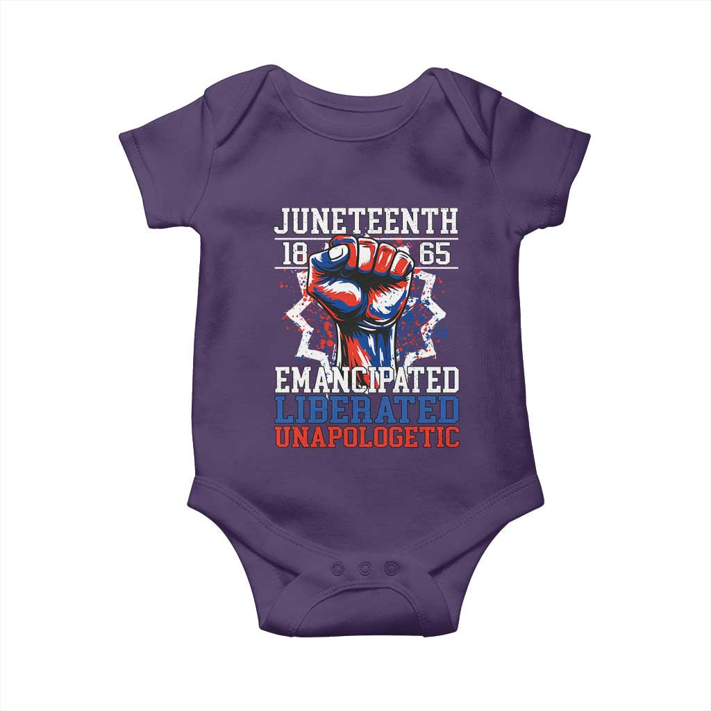 Juneteenth 1865 Emancipated Liberated Unapologetic Baby Onesie Hand Fist Juneteenth Flag