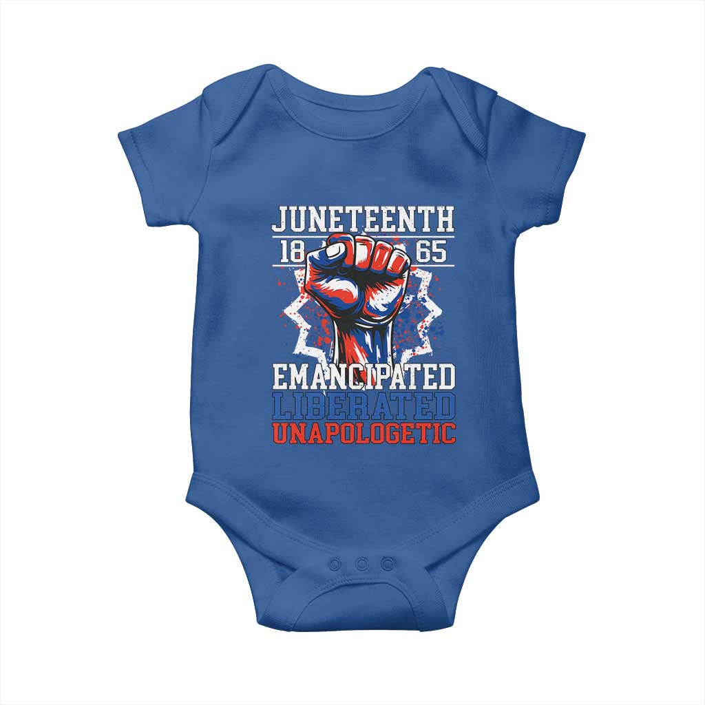 Juneteenth 1865 Emancipated Liberated Unapologetic Baby Onesie Hand Fist Juneteenth Flag