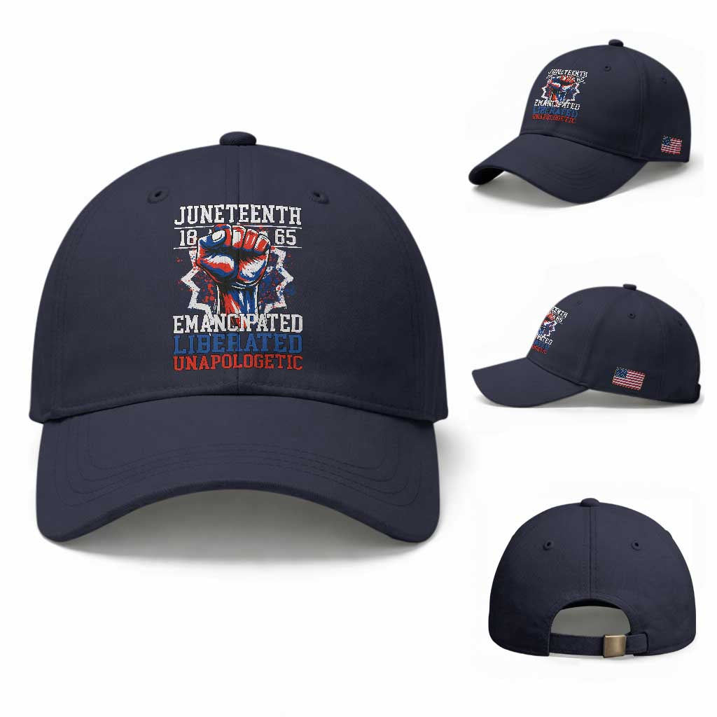 Juneteenth 1865 Emancipated Liberated Unapologetic Baseball Cap Hand Fist Juneteenth Flag