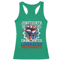 Juneteenth 1865 Emancipated Liberated Unapologetic Racerback Tank Top Hand Fist Juneteenth Flag