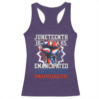 Juneteenth 1865 Emancipated Liberated Unapologetic Racerback Tank Top Hand Fist Juneteenth Flag