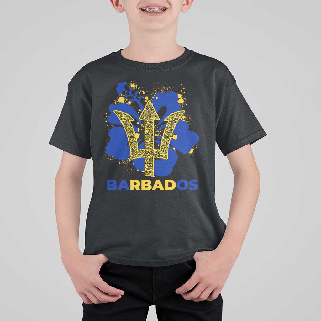 Proud Barbados Bajan Barbadian Flag Roots T Shirt For Kid