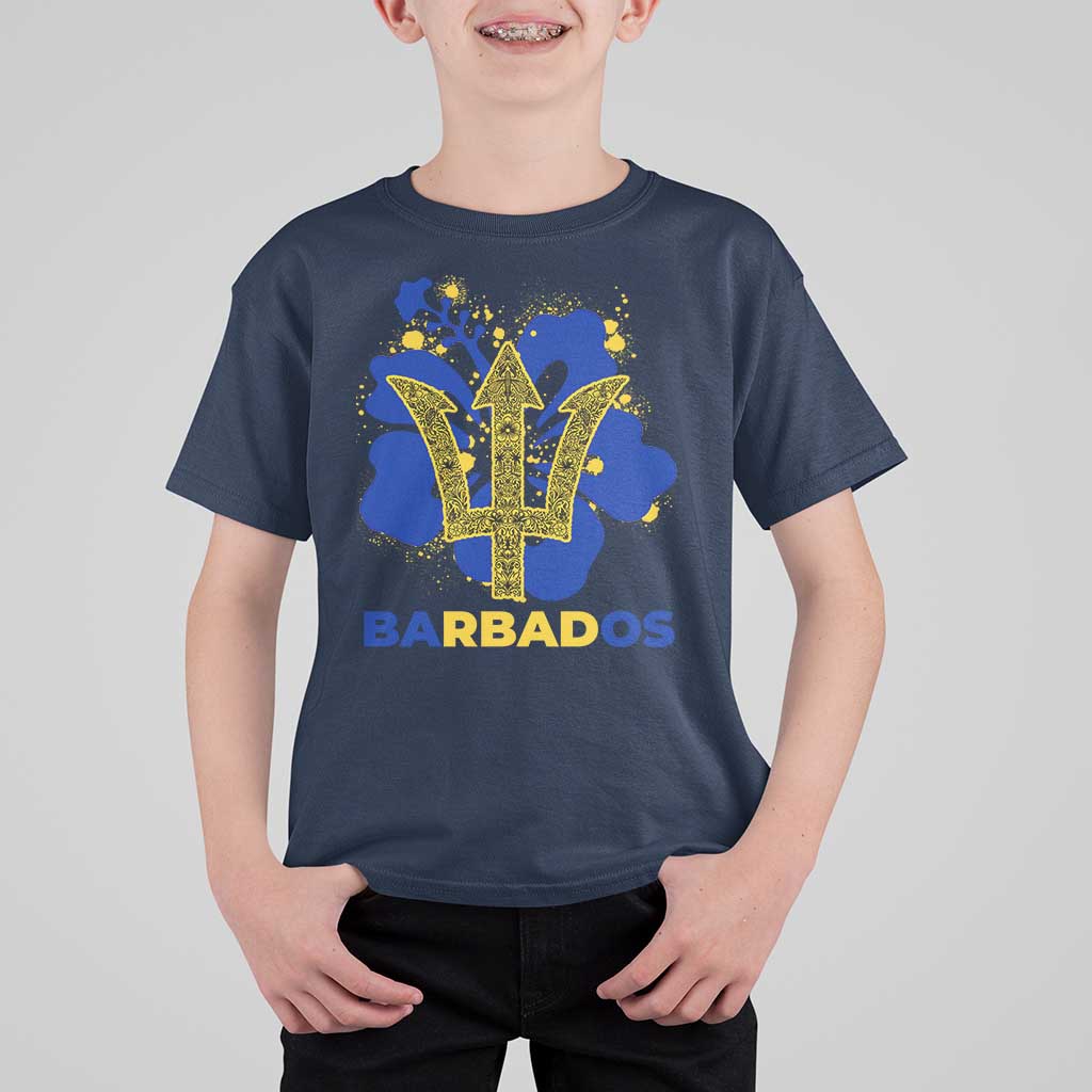 Proud Barbados Bajan Barbadian Flag Roots T Shirt For Kid