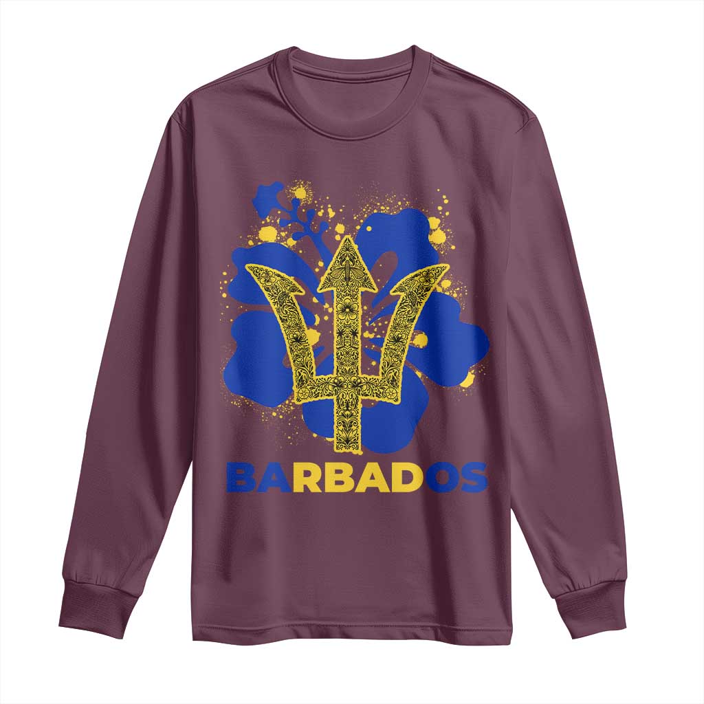 Proud Barbados Bajan Barbadian Flag Roots Long Sleeve Shirt