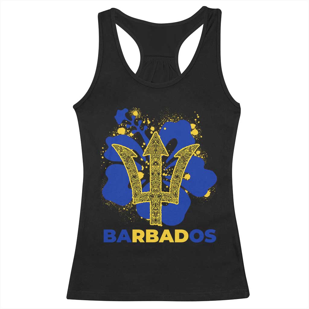Proud Barbados Bajan Barbadian Flag Roots Racerback Tank Top