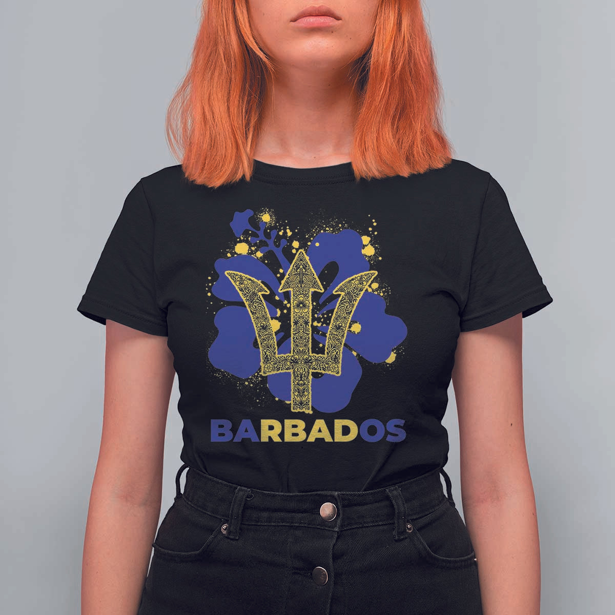 Proud Barbados Bajan Barbadian Flag Roots T Shirt For Women