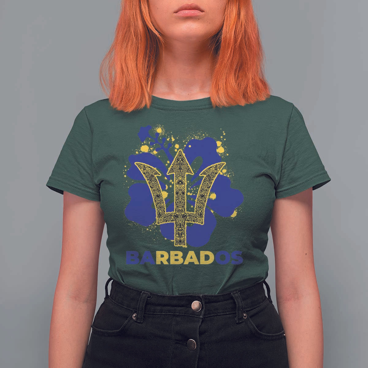 Proud Barbados Bajan Barbadian Flag Roots T Shirt For Women
