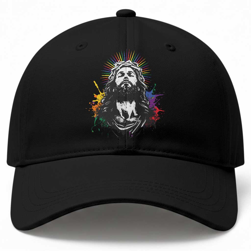 Funny LGBT Gay Pride Jesus Rainbow Flag Christian Baseball Cap