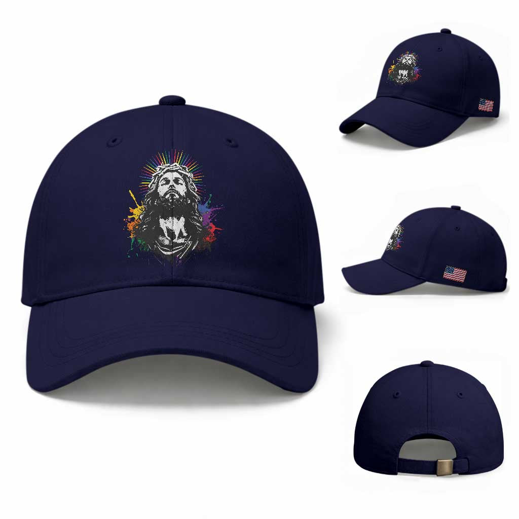 Funny LGBT Gay Pride Jesus Rainbow Flag Christian Baseball Cap