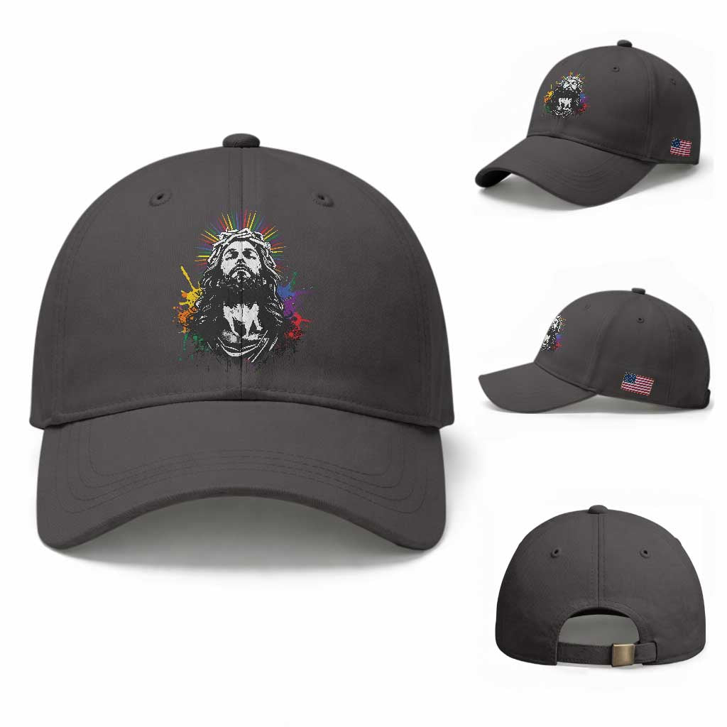 Funny LGBT Gay Pride Jesus Rainbow Flag Christian Baseball Cap