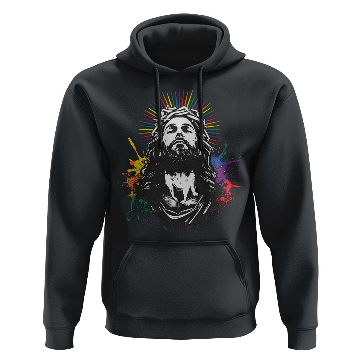 Funny LGBT Gay Pride Jesus Rainbow Flag Christian Hoodie