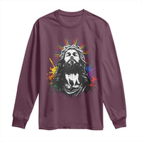 Funny LGBT Gay Pride Jesus Rainbow Flag Christian Long Sleeve Shirt