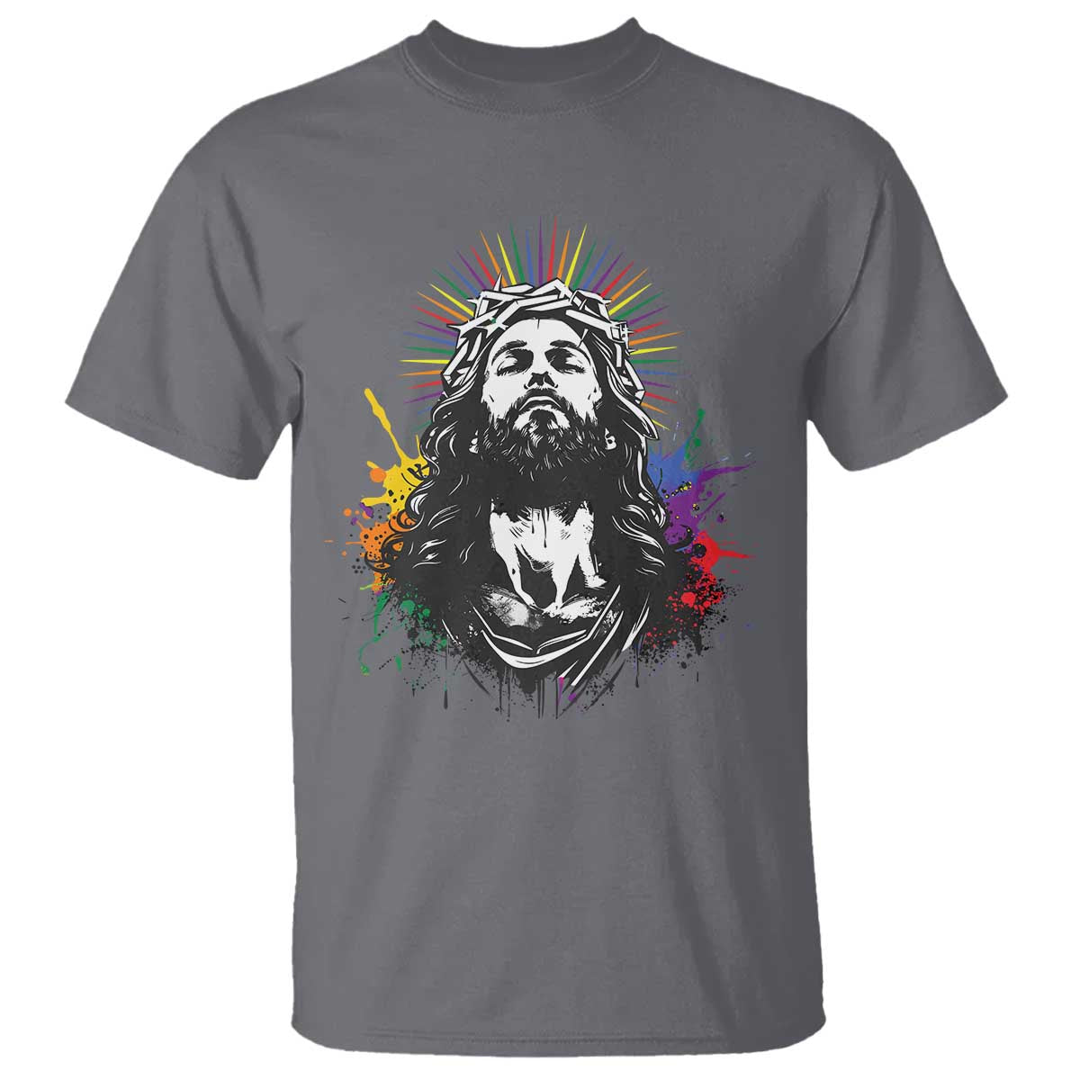 Funny LGBT Gay Pride Jesus Rainbow Flag Christian T Shirt