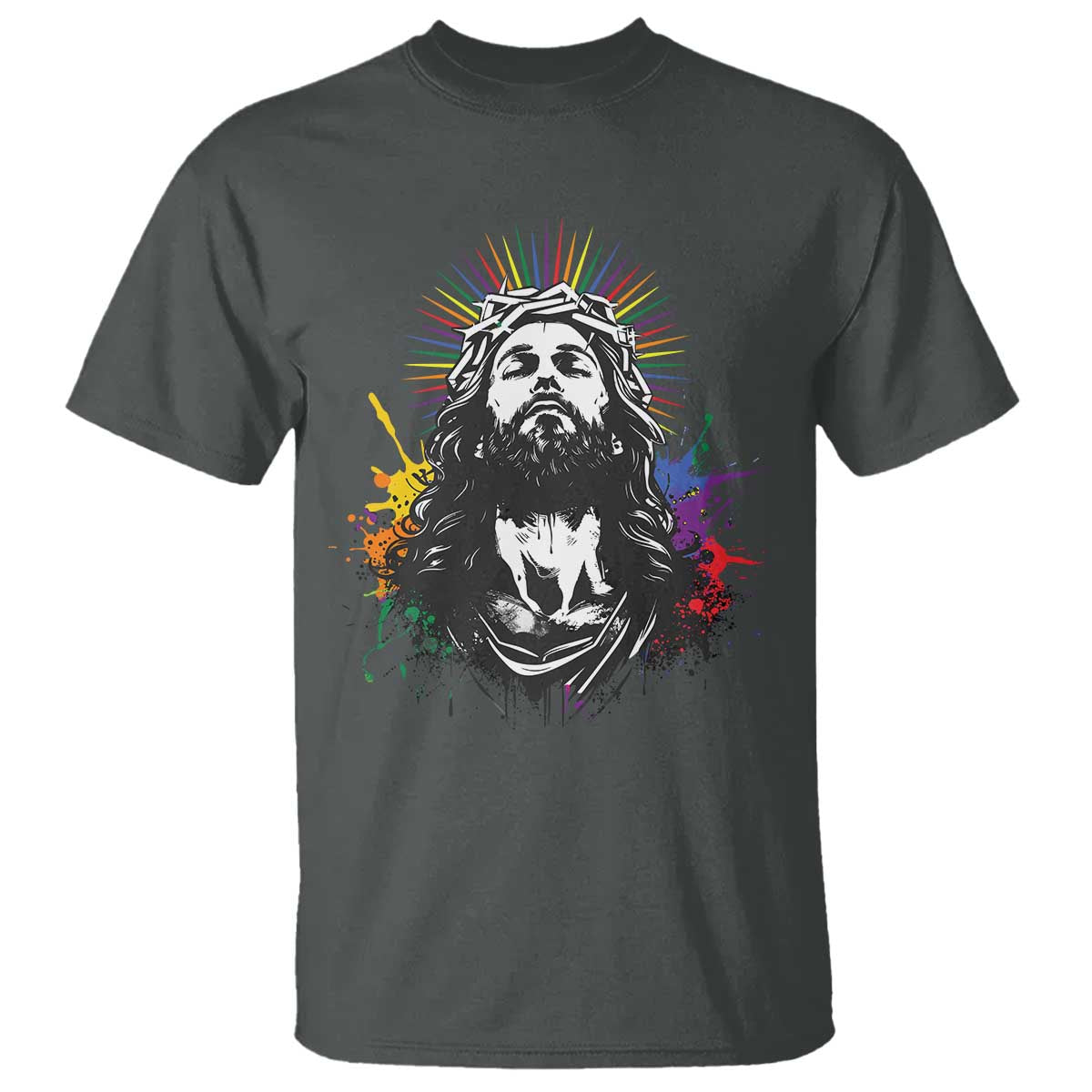 Funny LGBT Gay Pride Jesus Rainbow Flag Christian T Shirt