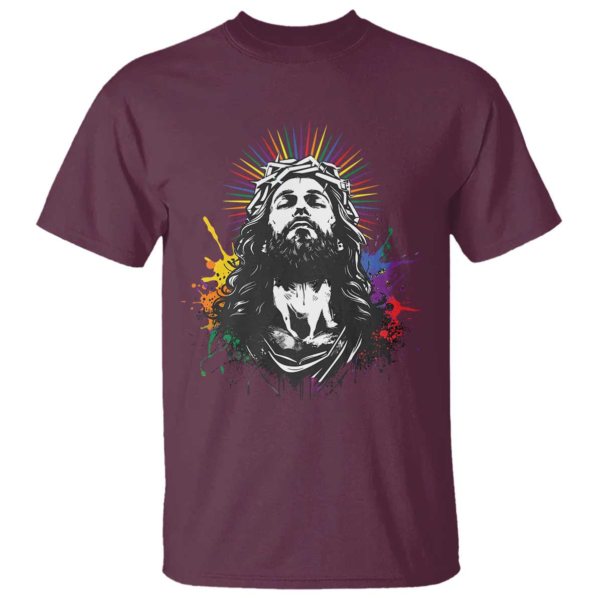 Funny LGBT Gay Pride Jesus Rainbow Flag Christian T Shirt