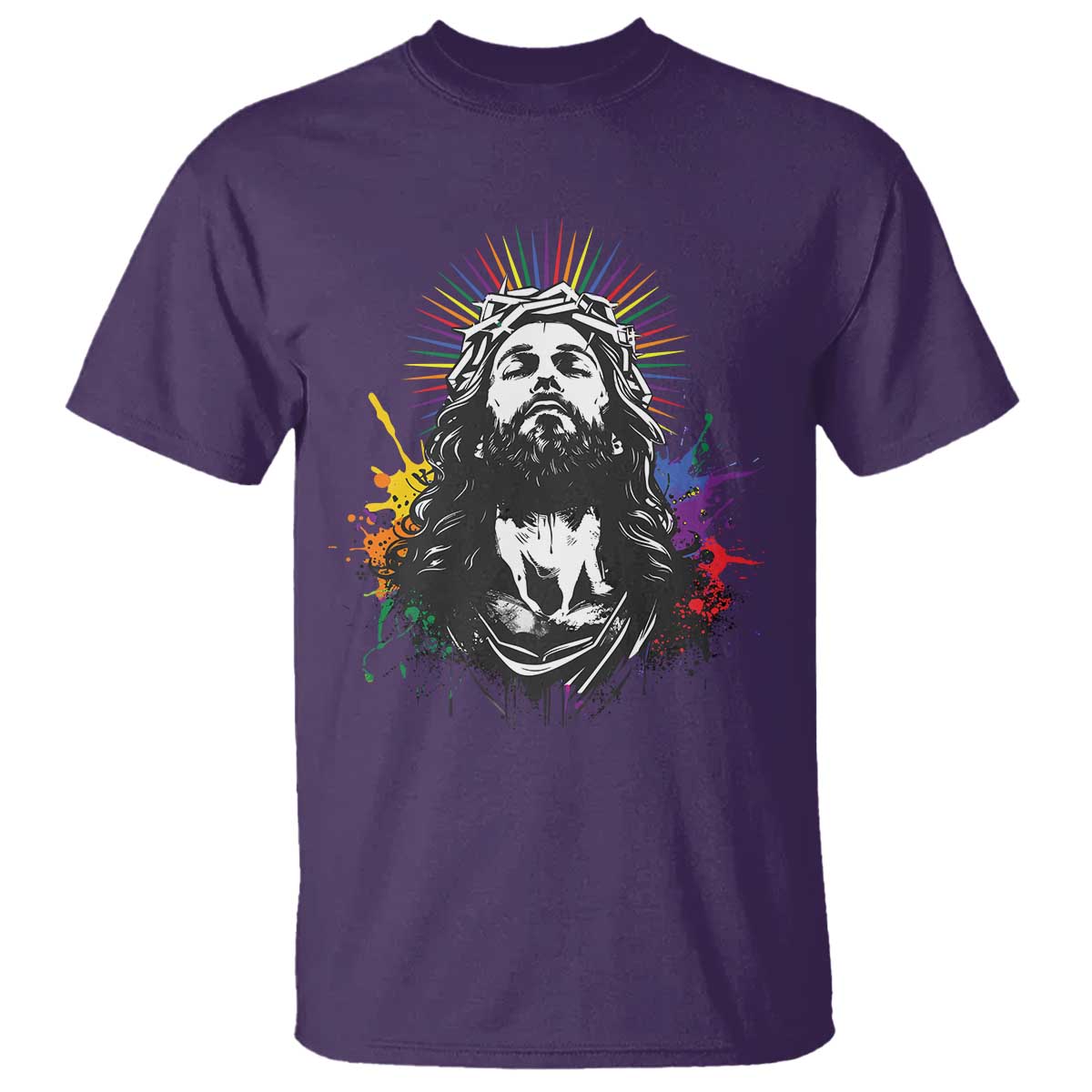 Funny LGBT Gay Pride Jesus Rainbow Flag Christian T Shirt
