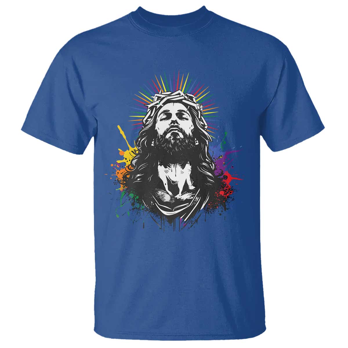 Funny LGBT Gay Pride Jesus Rainbow Flag Christian T Shirt