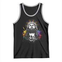 Funny LGBT Gay Pride Jesus Rainbow Flag Christian Tank Top