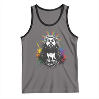 Funny LGBT Gay Pride Jesus Rainbow Flag Christian Tank Top