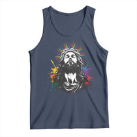Funny LGBT Gay Pride Jesus Rainbow Flag Christian Tank Top