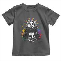Funny LGBT Gay Pride Jesus Rainbow Flag Christian Toddler T Shirt