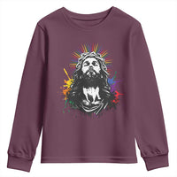 Funny LGBT Gay Pride Jesus Rainbow Flag Christian Youth Sweatshirt