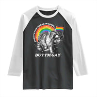 Funny Pride LGBT Racoon Raglan Shirt I Don't Know Where I'm Going But I'm Gay Rainbow