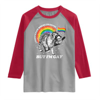 Funny Pride LGBT Racoon Raglan Shirt I Don't Know Where I'm Going But I'm Gay Rainbow