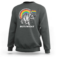 Funny Pride LGBT Racoon Sweatshirt I Don't Know Where I'm Going But I'm Gay Rainbow