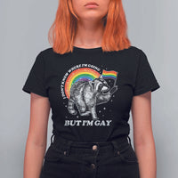 Funny Pride LGBT Racoon T Shirt For Women I Don't Know Where I'm Going But I'm Gay Rainbow