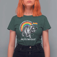 Funny Pride LGBT Racoon T Shirt For Women I Don't Know Where I'm Going But I'm Gay Rainbow