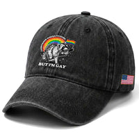 Funny Pride LGBT Racoon Washed Cotton Baseball Cap I Don't Know Where I'm Going But I'm Gay Rainbow
