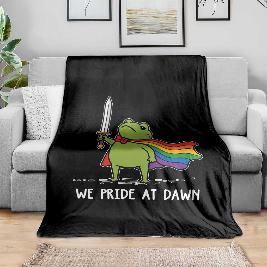 We Pride At Dawn Throw Blanket Funny LGBT Frog Rainbow Pride Month