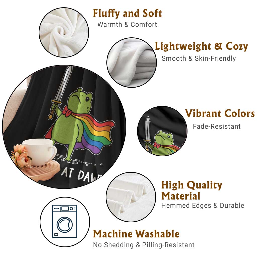 We Pride At Dawn Throw Blanket Funny LGBT Frog Rainbow Pride Month