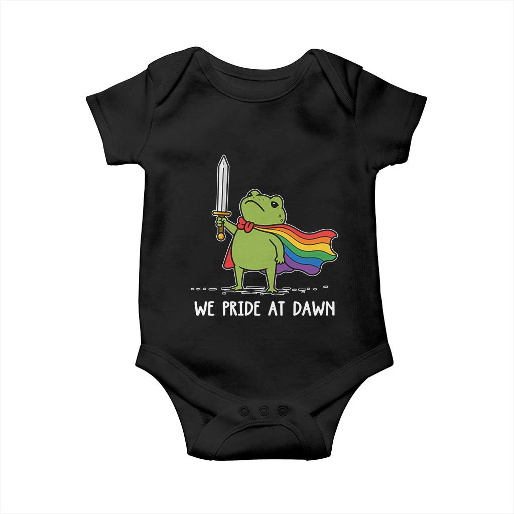 We Pride At Dawn Baby Onesie Funny LGBT Frog Rainbow Pride Month