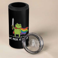We Pride At Dawn 4 in 1 Can Cooler Tumbler Funny LGBT Frog Rainbow Pride Month