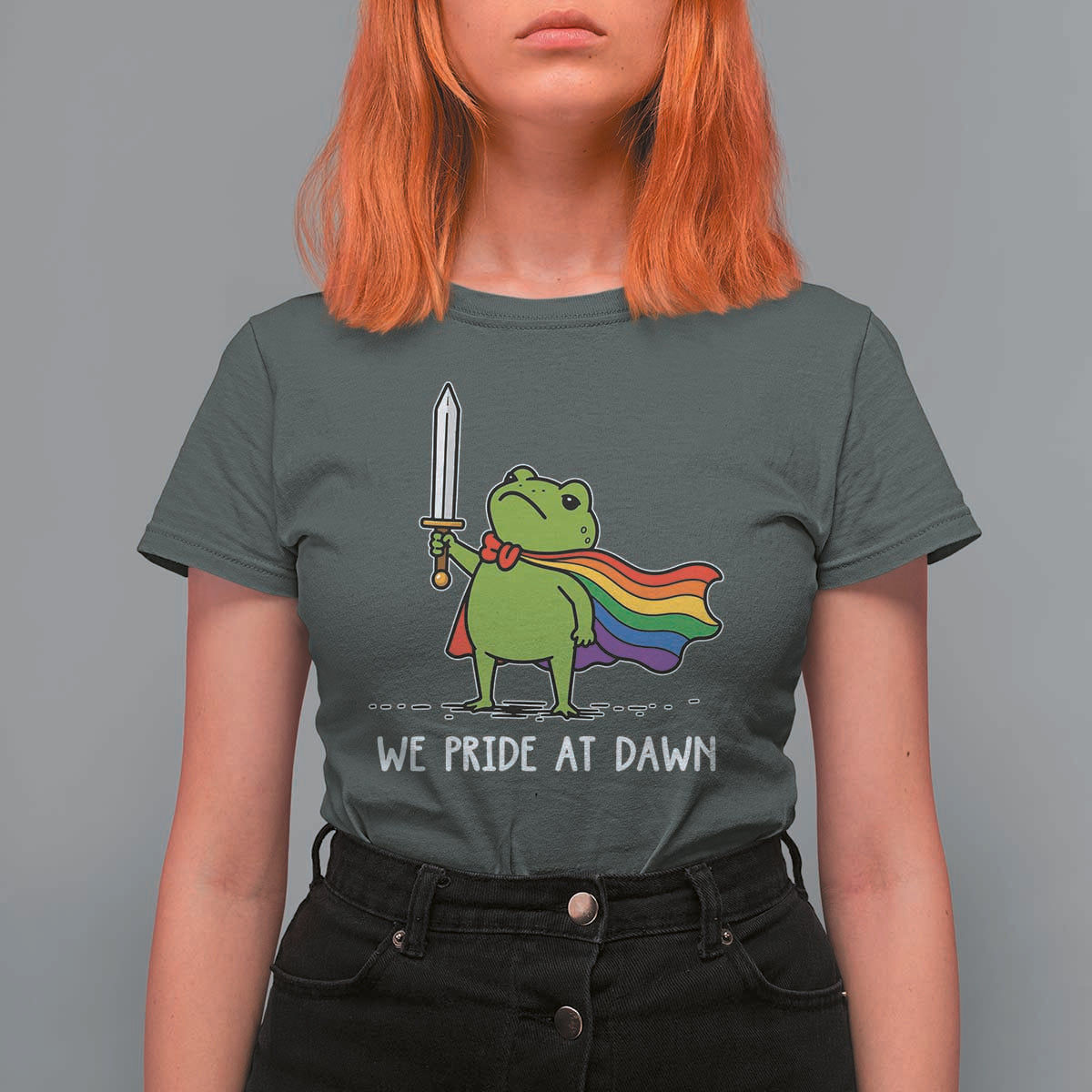 We Pride At Dawn T Shirt For Women Funny LGBT Frog Rainbow Pride Month