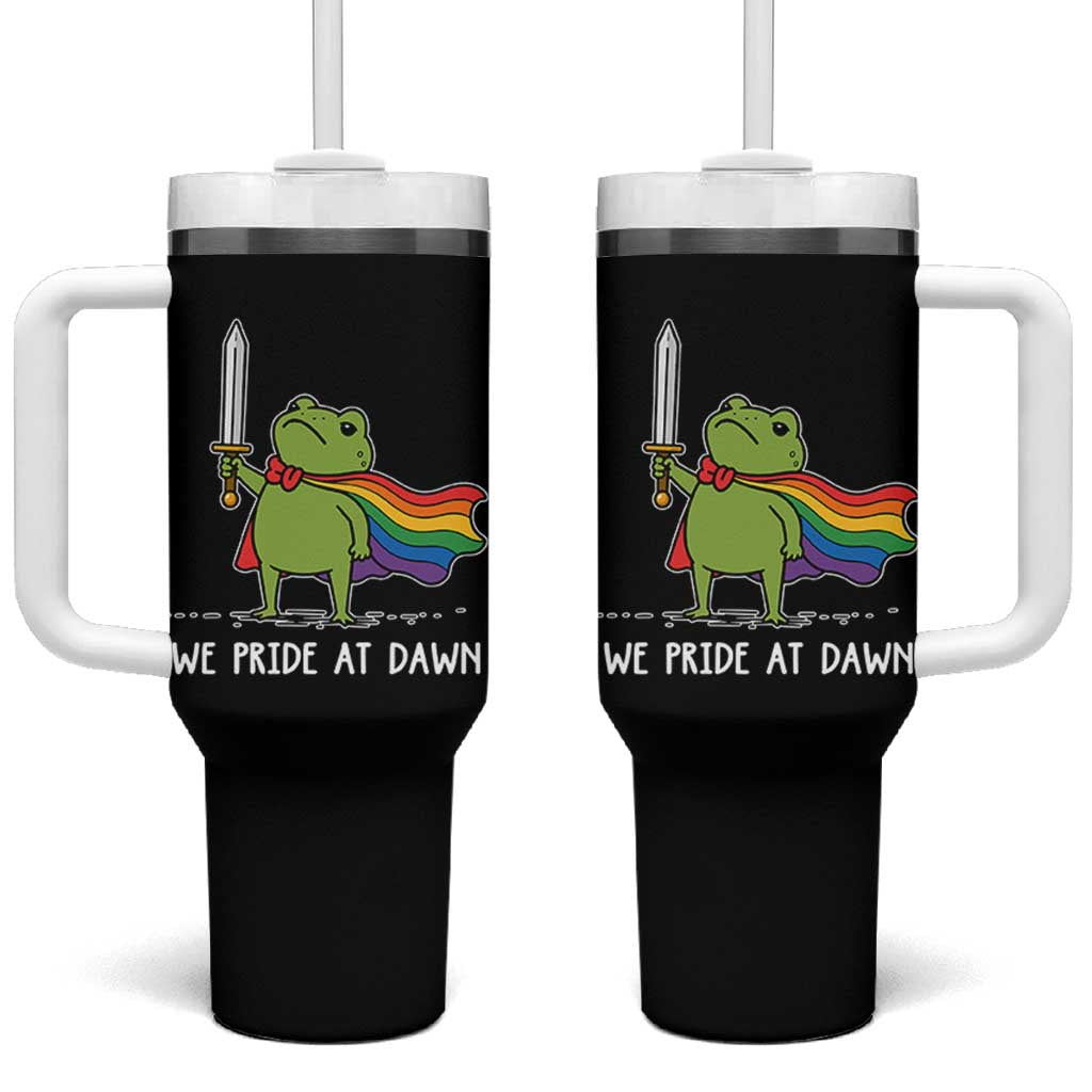 We Pride At Dawn Tumbler With Handle Funny LGBT Frog Rainbow Pride Month