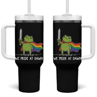 We Pride At Dawn Tumbler With Handle Funny LGBT Frog Rainbow Pride Month