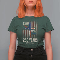 God 250th Anniversary USA T Shirt For Women Stand For The Flag Kneel For The Cross