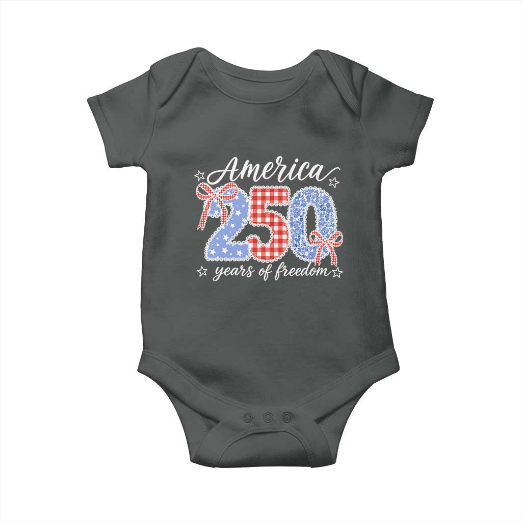Girly America 250 Years Of Freedom Baby Onesie 4th of July Coquette Bow