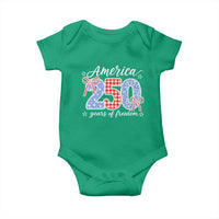 Girly America 250 Years Of Freedom Baby Onesie 4th of July Coquette Bow