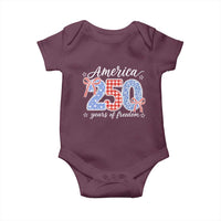 Girly America 250 Years Of Freedom Baby Onesie 4th of July Coquette Bow